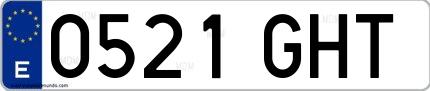 Ejemplo de matrícula española 0521 GHT