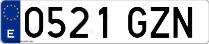 Ejemplo de matrícula española 0521 GZN