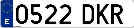 Ejemplo de matrícula española 0522 DKR
