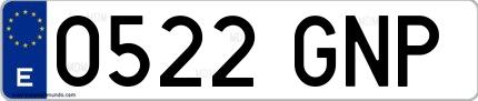 Ejemplo de matrícula española 0522 GNP