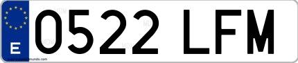 Ejemplo de matrícula española 0522 LFM