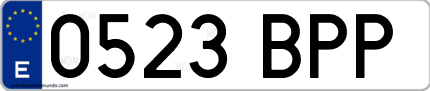 Ejemplo de matrícula de coche ordinaria 0523 BPP