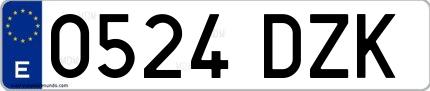 Ejemplo de matrícula española 0524 DZK