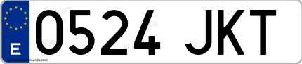 Ejemplo de matrícula de coche ordinaria 0524 JKT
