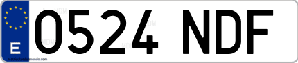 Ejemplo de matrícula de coche ordinaria 0524 NDF