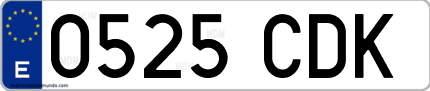 Ejemplo de matrícula de coche ordinaria 0525 CDK