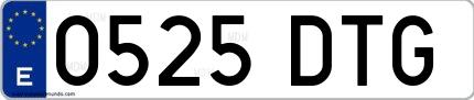 Ejemplo de matrícula española 0525 DTG