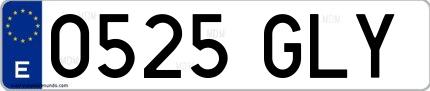 Ejemplo de matrícula española 0525 GLY