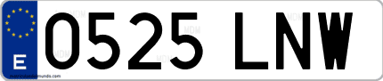 Ejemplo de matrícula de coche ordinaria 0525 LNW