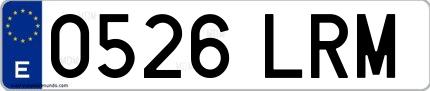 Ejemplo de matrícula española 0526 LRM