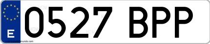 Ejemplo de matrícula española 0527 BPP