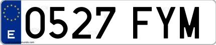 Ejemplo de matrícula española 0527 FYM
