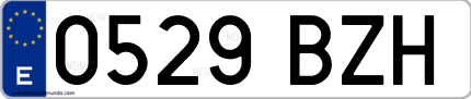 Ejemplo de matrícula de coche ordinaria 0529 BZH