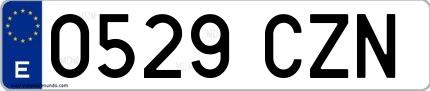Ejemplo de matrícula española 0529 CZN