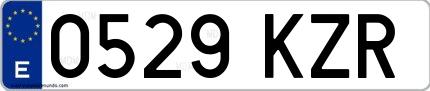 Ejemplo de matrícula española 0529 KZR