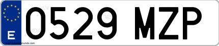 Ejemplo de matrícula española 0529 MZP