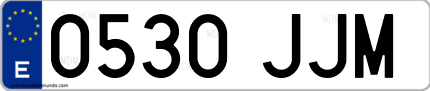 Ejemplo de matrícula de coche ordinaria 0530 JJM