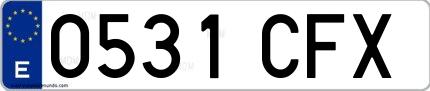 Ejemplo de matrícula española 0531 CFX