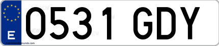 Ejemplo de matrícula de coche ordinaria 0531 GDY