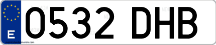 Ejemplo de matrícula de coche ordinaria 0532 DHB