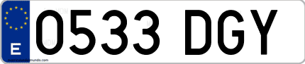Ejemplo de matrícula de coche ordinaria 0533 DGY