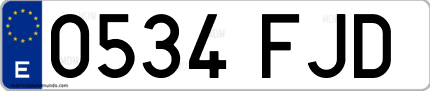 Ejemplo de matrícula de coche ordinaria 0534 FJD