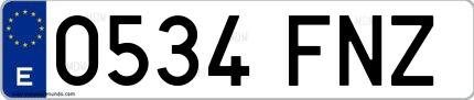 Ejemplo de matrícula española 0534 FNZ