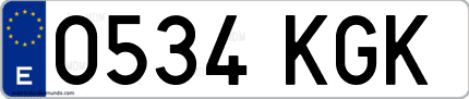 Ejemplo de matrícula de coche ordinaria 0534 KGK