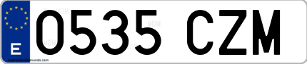 Ejemplo de matrícula de coche ordinaria 0535 CZM