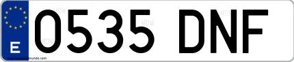 Ejemplo de matrícula española 0535 DNF