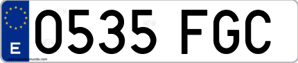 Ejemplo de matrícula de coche ordinaria 0535 FGC