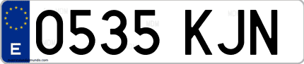 Ejemplo de matrícula de coche ordinaria 0535 KJN