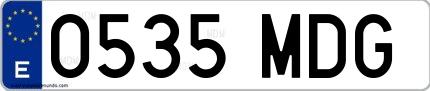 Ejemplo de matrícula española 0535 MDG