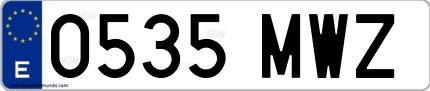 Ejemplo de matrícula española 0535 MWZ