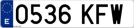 Ejemplo de matrícula española 0536 KFW
