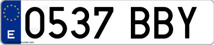 Ejemplo de matrícula de coche ordinaria 0537 BBY