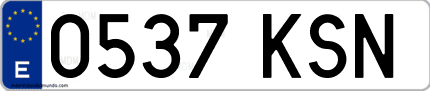 Ejemplo de matrícula de coche ordinaria 0537 KSN