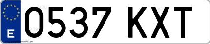 Ejemplo de matrícula española 0537 KXT