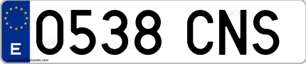 Ejemplo de matrícula de coche ordinaria 0538 CNS