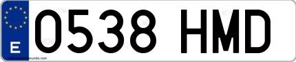 Ejemplo de matrícula española 0538 HMD