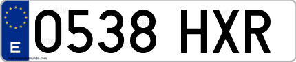 Ejemplo de matrícula de coche ordinaria 0538 HXR
