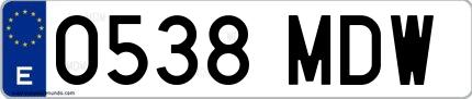 Ejemplo de matrícula española 0538 MDW