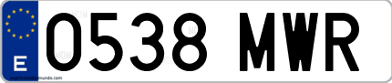 Ejemplo de matrícula de coche ordinaria 0538 MWR