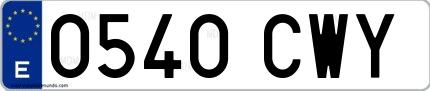 Ejemplo de matrícula española 0540 CWY