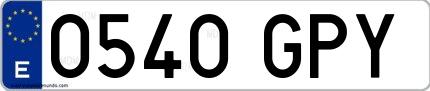 Ejemplo de matrícula española 0540 GPY