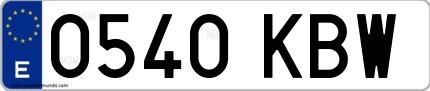 Ejemplo de matrícula española 0540 KBW