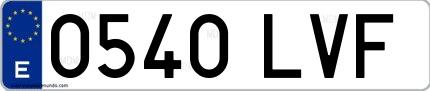 Ejemplo de matrícula española 0540 LVF