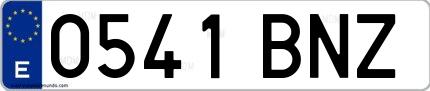 Ejemplo de matrícula española 0541 BNZ