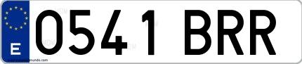 Ejemplo de matrícula española 0541 BRR