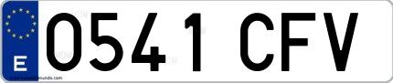 Ejemplo de matrícula española 0541 CFV